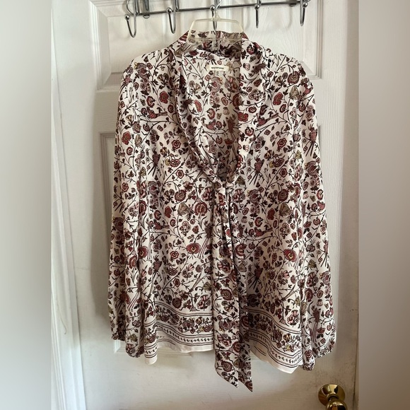Max Studio Tops - Max Studio Floral Tie Collar Blouse Shirt Women’s medium Paisley Western Boho